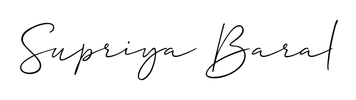 The Allison_Script handwriting style adds charm and authenticity to name Supriya Baral. A wonderful choice for personal thank-you notes. Supriya Baral signature style 2 images and pictures png