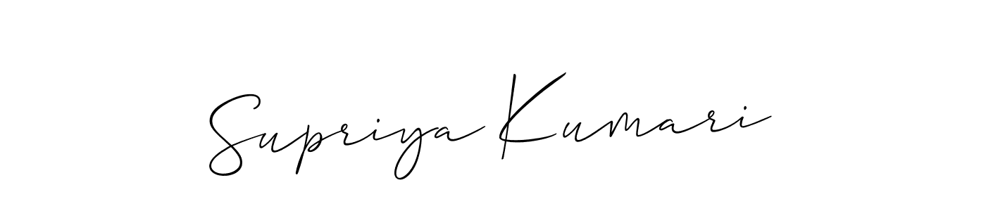 The best way (Allison_Script) to make a short signature is to pick only two or three words in your name. The name Supriya Kumari include a total of six letters. For converting this name. Supriya Kumari signature style 2 images and pictures png