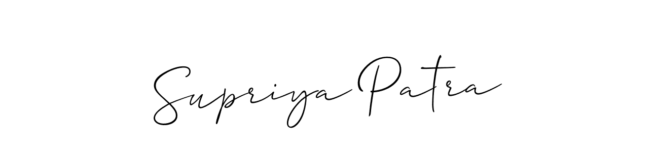 The best way (Allison_Script) to make a short signature is to pick only two or three words in your name. The name Supriya Patra include a total of six letters. For converting this name. Supriya Patra signature style 2 images and pictures png