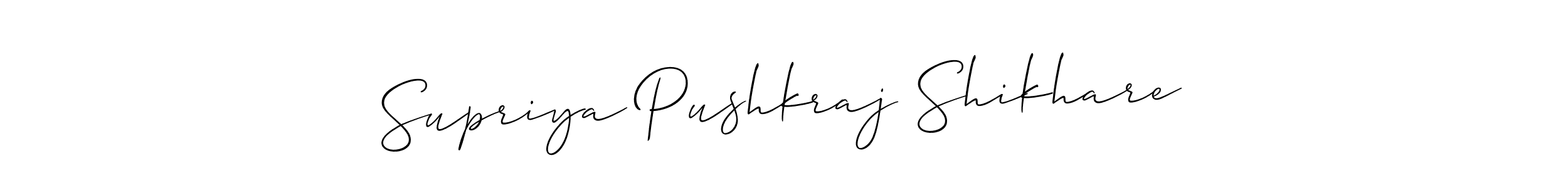 The best way (Allison_Script) to make a short signature is to pick only two or three words in your name. The name Supriya Pushkraj Shikhare include a total of six letters. For converting this name. Supriya Pushkraj Shikhare signature style 2 images and pictures png
