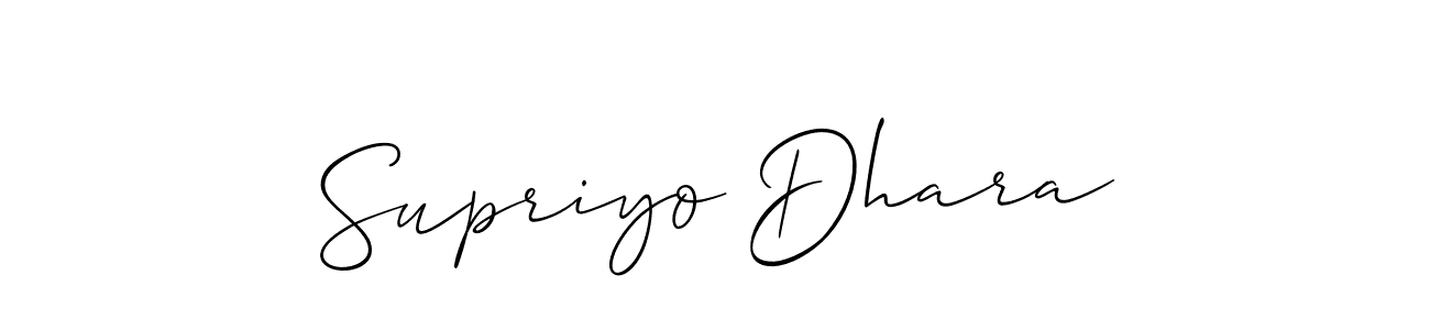 The best way (Allison_Script) to make a short signature is to pick only two or three words in your name. The name Supriyo Dhara include a total of six letters. For converting this name. Supriyo Dhara signature style 2 images and pictures png