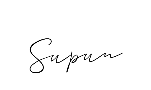 Allison_Script is a professional signature style that is perfect for those who want to add a touch of class to their signature. It is also a great choice for those who want to make their signature more unique. Get Supun name to fancy signature for free. Supun signature style 2 images and pictures png