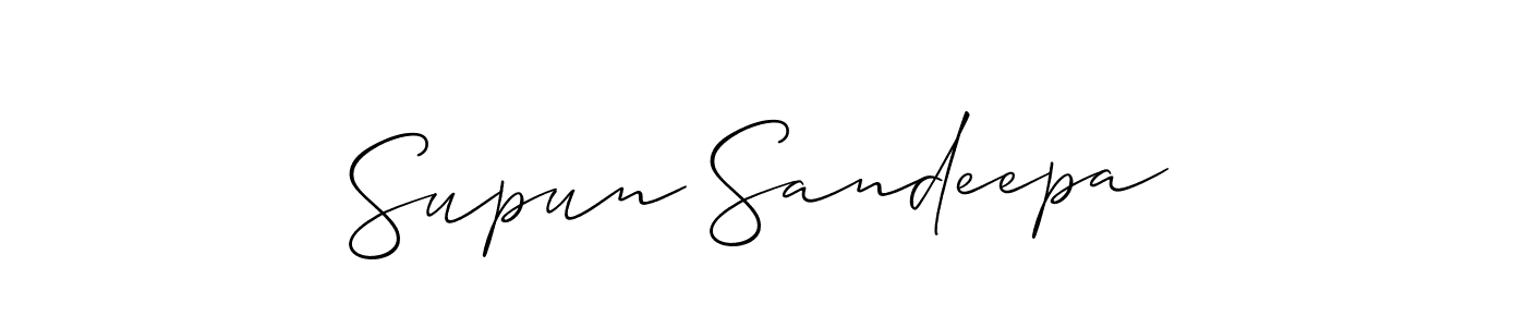 Supun Sandeepa stylish signature style. Best Handwritten Sign (Allison_Script) for my name. Handwritten Signature Collection Ideas for my name Supun Sandeepa. Supun Sandeepa signature style 2 images and pictures png
