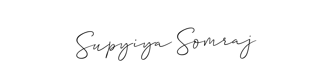 Allison_Script is a professional signature style that is perfect for those who want to add a touch of class to their signature. It is also a great choice for those who want to make their signature more unique. Get Supyiya Somraj name to fancy signature for free. Supyiya Somraj signature style 2 images and pictures png