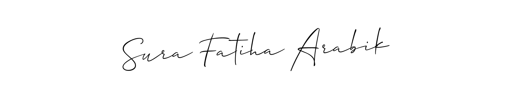 Allison_Script is a professional signature style that is perfect for those who want to add a touch of class to their signature. It is also a great choice for those who want to make their signature more unique. Get Sura Fatiha Arabik name to fancy signature for free. Sura Fatiha Arabik signature style 2 images and pictures png