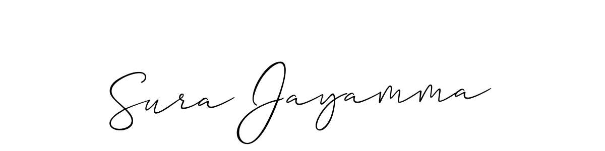 It looks lik you need a new signature style for name Sura Jayamma. Design unique handwritten (Allison_Script) signature with our free signature maker in just a few clicks. Sura Jayamma signature style 2 images and pictures png