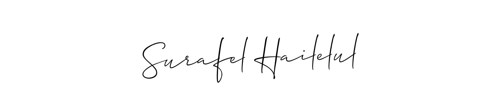 The best way (Allison_Script) to make a short signature is to pick only two or three words in your name. The name Surafel Hailelul include a total of six letters. For converting this name. Surafel Hailelul signature style 2 images and pictures png