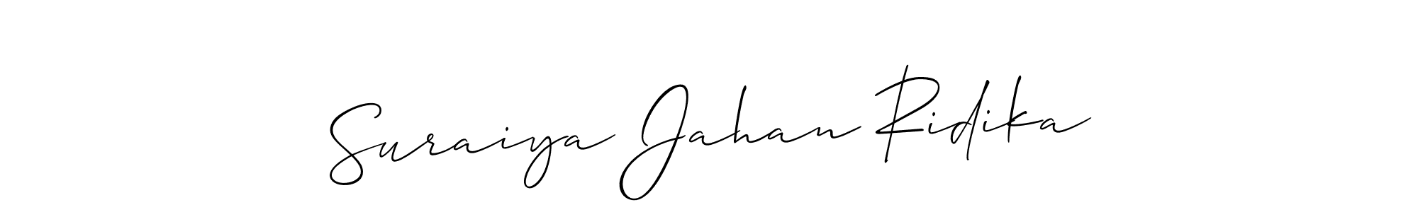 Make a beautiful signature design for name Suraiya Jahan Ridika. With this signature (Allison_Script) style, you can create a handwritten signature for free. Suraiya Jahan Ridika signature style 2 images and pictures png