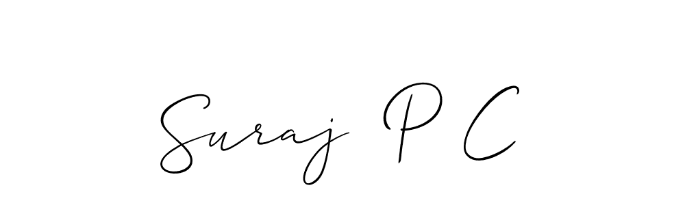 Similarly Allison_Script is the best handwritten signature design. Signature creator online .You can use it as an online autograph creator for name Suraj  P C. Suraj  P C signature style 2 images and pictures png