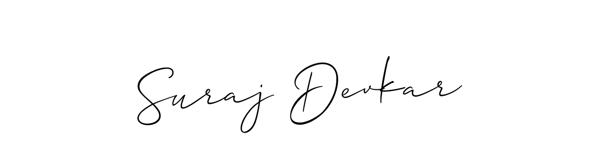 Use a signature maker to create a handwritten signature online. With this signature software, you can design (Allison_Script) your own signature for name Suraj Devkar. Suraj Devkar signature style 2 images and pictures png