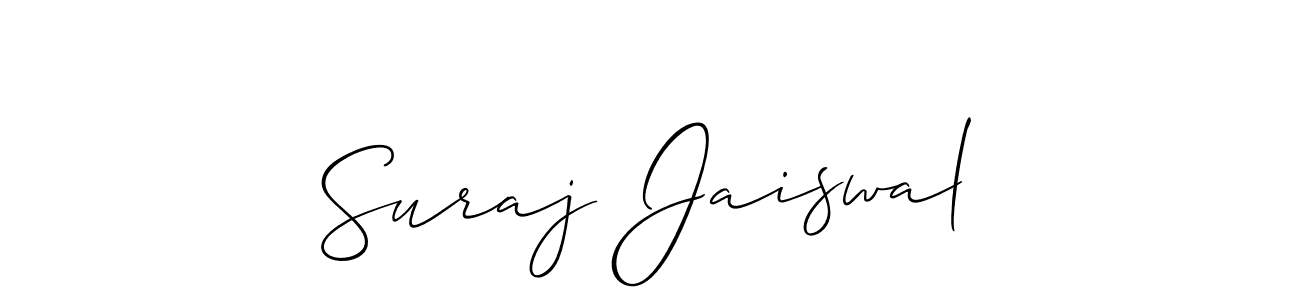 It looks lik you need a new signature style for name Suraj Jaiswal. Design unique handwritten (Allison_Script) signature with our free signature maker in just a few clicks. Suraj Jaiswal signature style 2 images and pictures png