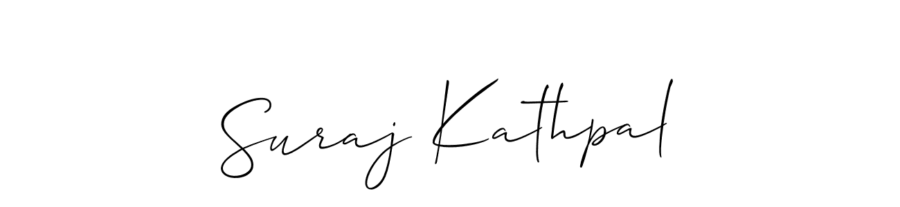 The best way (Allison_Script) to make a short signature is to pick only two or three words in your name. The name Suraj Kathpal include a total of six letters. For converting this name. Suraj Kathpal signature style 2 images and pictures png