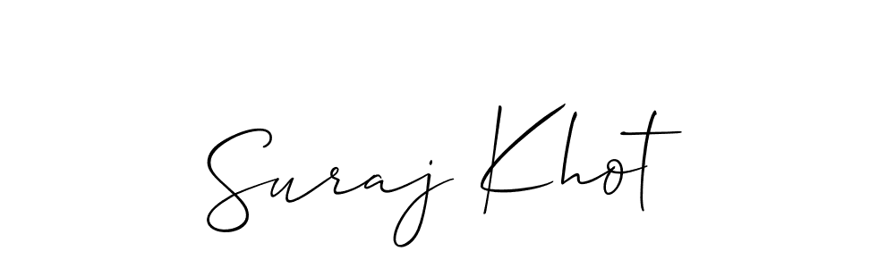 You should practise on your own different ways (Allison_Script) to write your name (Suraj Khot) in signature. don't let someone else do it for you. Suraj Khot signature style 2 images and pictures png