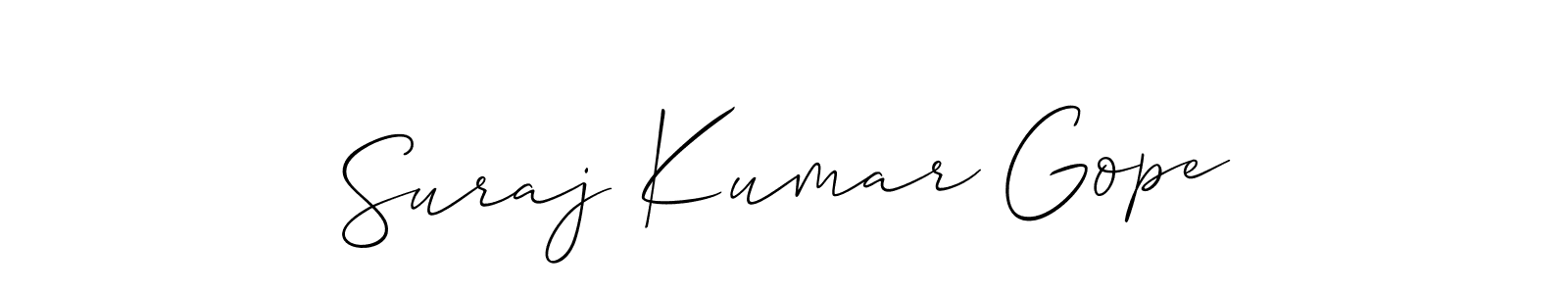How to make Suraj Kumar Gope name signature. Use Allison_Script style for creating short signs online. This is the latest handwritten sign. Suraj Kumar Gope signature style 2 images and pictures png