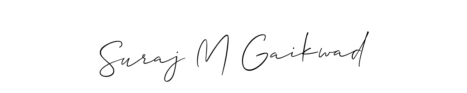 Also You can easily find your signature by using the search form. We will create Suraj M Gaikwad name handwritten signature images for you free of cost using Allison_Script sign style. Suraj M Gaikwad signature style 2 images and pictures png