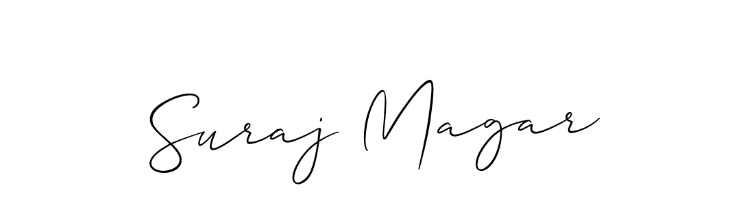 Also You can easily find your signature by using the search form. We will create Suraj Magar name handwritten signature images for you free of cost using Allison_Script sign style. Suraj Magar signature style 2 images and pictures png