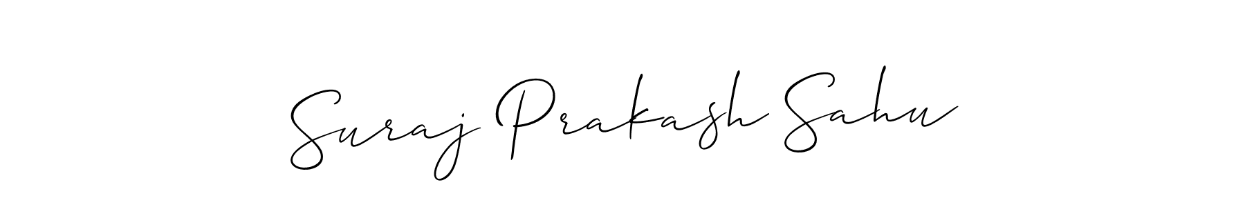 Allison_Script is a professional signature style that is perfect for those who want to add a touch of class to their signature. It is also a great choice for those who want to make their signature more unique. Get Suraj Prakash Sahu name to fancy signature for free. Suraj Prakash Sahu signature style 2 images and pictures png