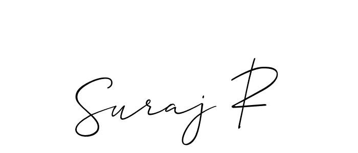 Allison_Script is a professional signature style that is perfect for those who want to add a touch of class to their signature. It is also a great choice for those who want to make their signature more unique. Get Suraj R name to fancy signature for free. Suraj R signature style 2 images and pictures png