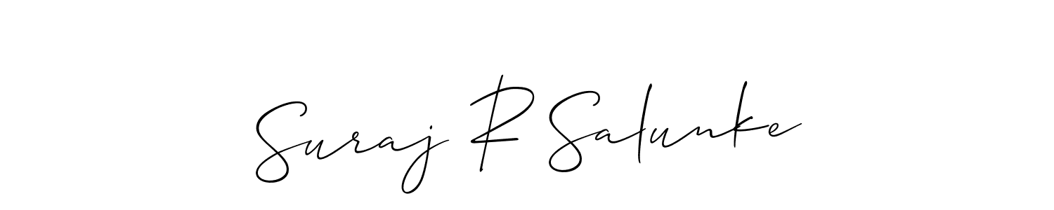 if you are searching for the best signature style for your name Suraj R Salunke. so please give up your signature search. here we have designed multiple signature styles  using Allison_Script. Suraj R Salunke signature style 2 images and pictures png