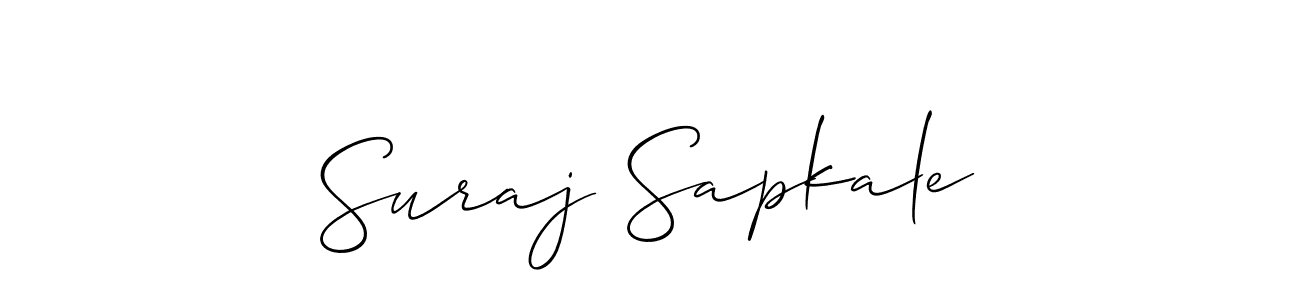 How to make Suraj Sapkale name signature. Use Allison_Script style for creating short signs online. This is the latest handwritten sign. Suraj Sapkale signature style 2 images and pictures png