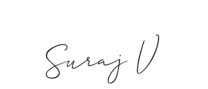 Also we have Suraj V name is the best signature style. Create professional handwritten signature collection using Allison_Script autograph style. Suraj V signature style 2 images and pictures png