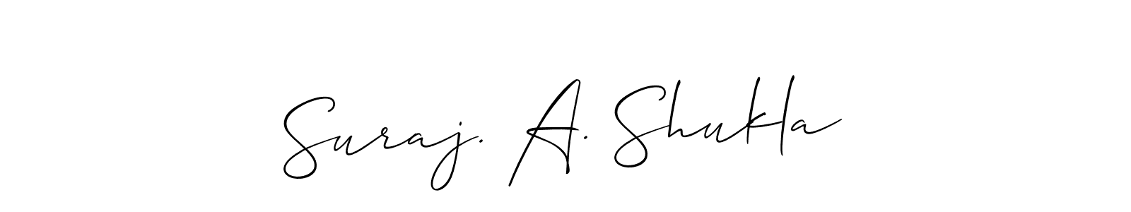 It looks lik you need a new signature style for name Suraj. A. Shukla. Design unique handwritten (Allison_Script) signature with our free signature maker in just a few clicks. Suraj. A. Shukla signature style 2 images and pictures png