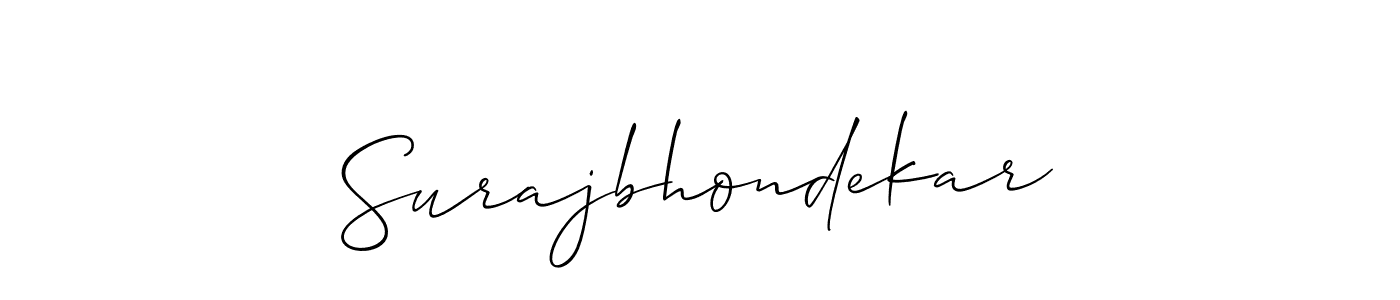 How to make Surajbhondekar name signature. Use Allison_Script style for creating short signs online. This is the latest handwritten sign. Surajbhondekar signature style 2 images and pictures png