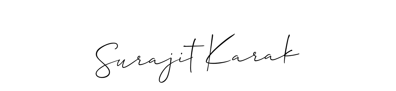 Create a beautiful signature design for name Surajit Karak. With this signature (Allison_Script) fonts, you can make a handwritten signature for free. Surajit Karak signature style 2 images and pictures png