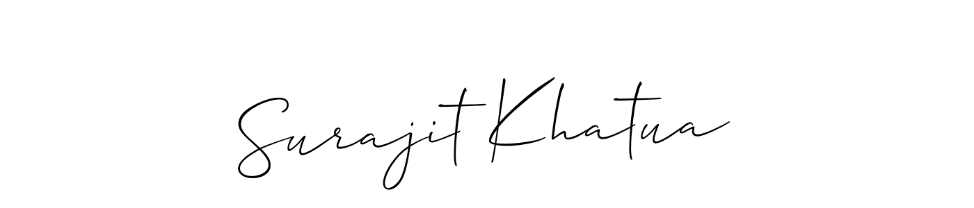 if you are searching for the best signature style for your name Surajit Khatua. so please give up your signature search. here we have designed multiple signature styles  using Allison_Script. Surajit Khatua signature style 2 images and pictures png