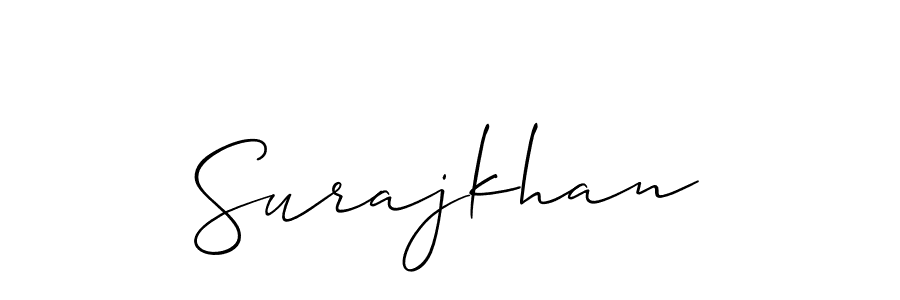The best way (Allison_Script) to make a short signature is to pick only two or three words in your name. The name Surajkhan include a total of six letters. For converting this name. Surajkhan signature style 2 images and pictures png