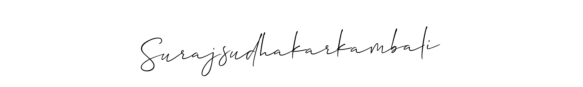 Allison_Script is a professional signature style that is perfect for those who want to add a touch of class to their signature. It is also a great choice for those who want to make their signature more unique. Get Surajsudhakarkambali name to fancy signature for free. Surajsudhakarkambali signature style 2 images and pictures png