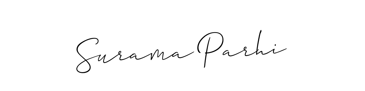 Also You can easily find your signature by using the search form. We will create Surama Parhi name handwritten signature images for you free of cost using Allison_Script sign style. Surama Parhi signature style 2 images and pictures png