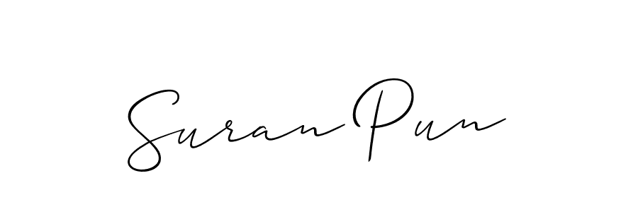 Allison_Script is a professional signature style that is perfect for those who want to add a touch of class to their signature. It is also a great choice for those who want to make their signature more unique. Get Suran Pun name to fancy signature for free. Suran Pun signature style 2 images and pictures png