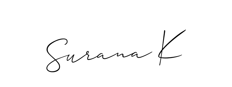 Also we have Surana K name is the best signature style. Create professional handwritten signature collection using Allison_Script autograph style. Surana K signature style 2 images and pictures png