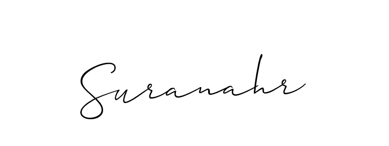 How to make Suranahr name signature. Use Allison_Script style for creating short signs online. This is the latest handwritten sign. Suranahr signature style 2 images and pictures png