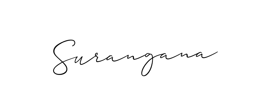 Use a signature maker to create a handwritten signature online. With this signature software, you can design (Allison_Script) your own signature for name Surangana. Surangana signature style 2 images and pictures png