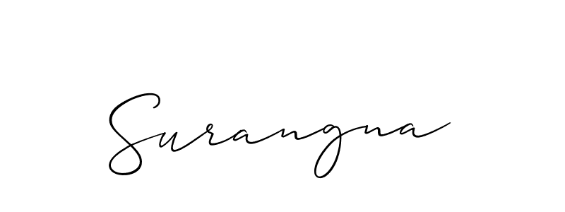 The best way (Allison_Script) to make a short signature is to pick only two or three words in your name. The name Surangna include a total of six letters. For converting this name. Surangna signature style 2 images and pictures png