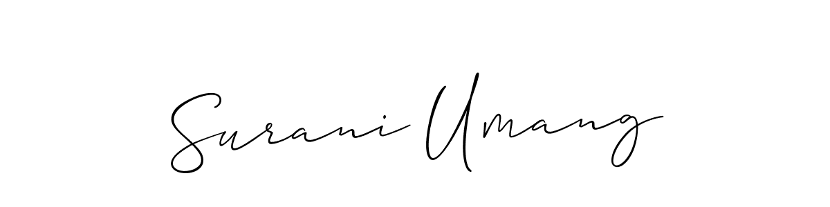 Also You can easily find your signature by using the search form. We will create Surani Umang name handwritten signature images for you free of cost using Allison_Script sign style. Surani Umang signature style 2 images and pictures png