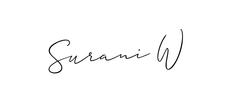 Also You can easily find your signature by using the search form. We will create Surani W name handwritten signature images for you free of cost using Allison_Script sign style. Surani W signature style 2 images and pictures png