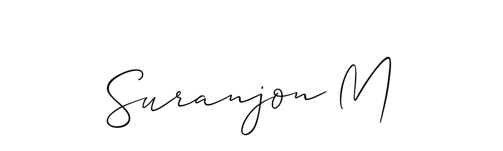 This is the best signature style for the Suranjon M name. Also you like these signature font (Allison_Script). Mix name signature. Suranjon M signature style 2 images and pictures png