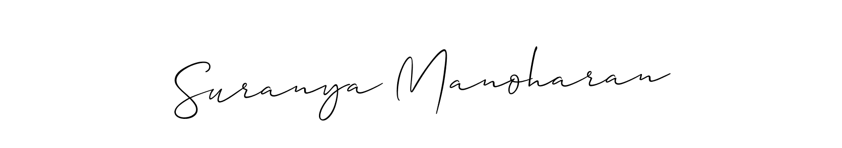 Also we have Suranya Manoharan name is the best signature style. Create professional handwritten signature collection using Allison_Script autograph style. Suranya Manoharan signature style 2 images and pictures png