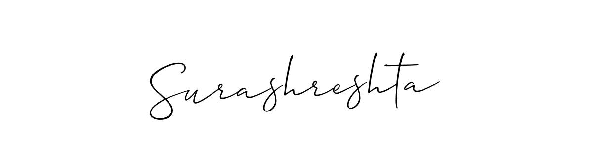 Use a signature maker to create a handwritten signature online. With this signature software, you can design (Allison_Script) your own signature for name Surashreshta. Surashreshta signature style 2 images and pictures png