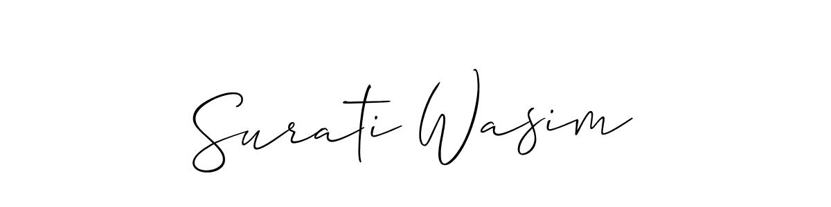 How to make Surati Wasim name signature. Use Allison_Script style for creating short signs online. This is the latest handwritten sign. Surati Wasim signature style 2 images and pictures png