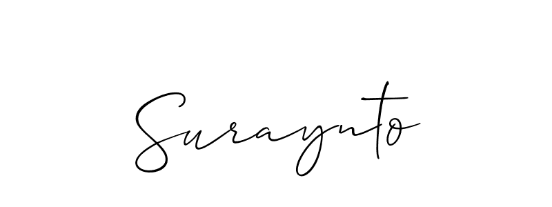 How to make Suraynto name signature. Use Allison_Script style for creating short signs online. This is the latest handwritten sign. Suraynto signature style 2 images and pictures png