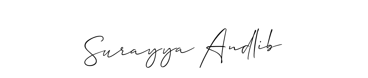 How to Draw Surayya Andlib signature style? Allison_Script is a latest design signature styles for name Surayya Andlib. Surayya Andlib signature style 2 images and pictures png