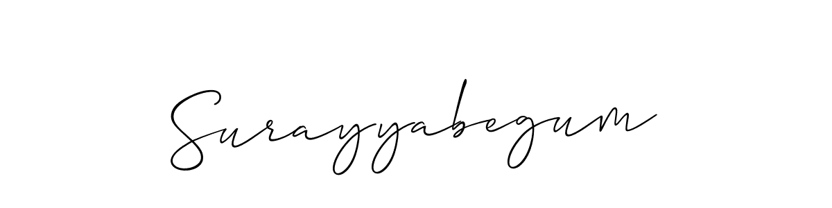 The best way (Allison_Script) to make a short signature is to pick only two or three words in your name. The name Surayyabegum include a total of six letters. For converting this name. Surayyabegum signature style 2 images and pictures png