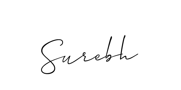 How to make Surebh name signature. Use Allison_Script style for creating short signs online. This is the latest handwritten sign. Surebh signature style 2 images and pictures png