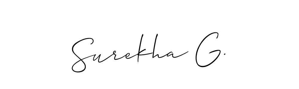 It looks lik you need a new signature style for name Surekha G.. Design unique handwritten (Allison_Script) signature with our free signature maker in just a few clicks. Surekha G. signature style 2 images and pictures png