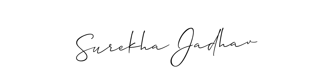 Also You can easily find your signature by using the search form. We will create Surekha Jadhav name handwritten signature images for you free of cost using Allison_Script sign style. Surekha Jadhav signature style 2 images and pictures png