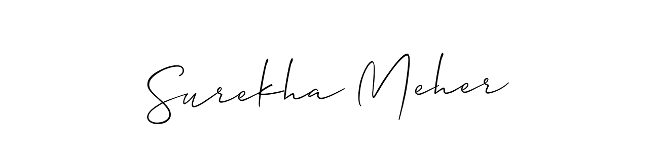 if you are searching for the best signature style for your name Surekha Meher. so please give up your signature search. here we have designed multiple signature styles  using Allison_Script. Surekha Meher signature style 2 images and pictures png